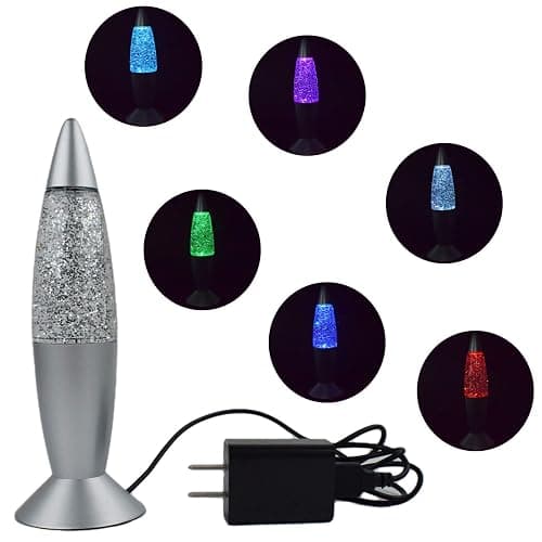 Cdycam Glitter Lamp LED Vintage Mini 7.28'' Night Light Lamp with USB Multi Color Changing Rocket Light for Kids Boys Girls Adult Bedroom (Light with Charging Plug) - Image 1