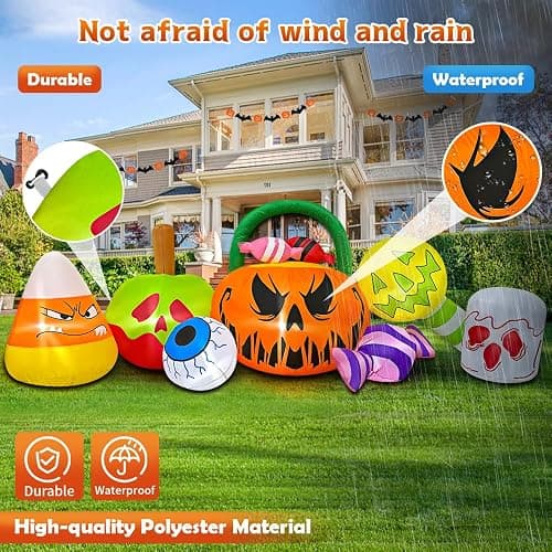 10 FT Halloween Inflatable Blow up Outdoor Decorations Pumpkin Ghost Combo, Halloween Decorations Outdoor Inflatable Bow Up Pumpkin Decoration Outdoor with LED Inflatable Halloween for Yard Garden thumbnail 5