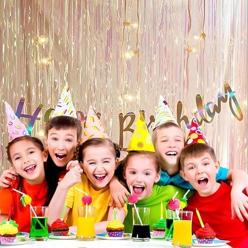 BRAVESHINE Iridescent Fringe Backdrop | Holographic Party Streamers Curtain | 2 Pack 3.2x6.5ft Photo Booths Props for Girl/16th/18th/Birthday/Engagement/Bridal/Anniversary/Bachelorette Party Decorations thumbnail 8