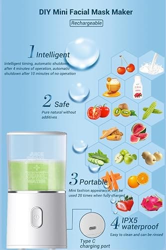 WAONIQ Face Mask Maker Machine, DIY Natural Fruit & Vegetable Mask with 32Pcs Collagen, Automatic Facial Skin Care Machine for SPA Treatments (Rechargeable) thumbnail 2