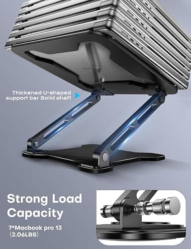 LOXP Adjustable Laptop Stand for Desk, Metal Foldable Laptop Riser, Ventilated Cooling Bracket, Ergonominc Computer Notebook Stand for Desk Compatible with 10-15.6“ Laptops thumbnail 5