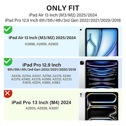 ZOVEEK Case for iPad Air 13 Inch M3/M2 (2025/2024) & iPad Pro 12.9 Inch 6th/5th/4th/3rd Generation 2022/2021/2020/2018 with Pencil Holder, Slim Trifold Stand, Supports Auto Wake/Sleep, Rose Pink thumbnail 2