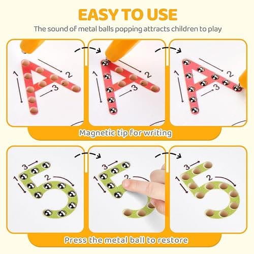 GAMENOTE Double Sided Magnetic Letter & Number Board Set - Alphabet & Numbers Tracing Board for Toddlers, ABC Uppercase & Lowercase Practicing, Math Learning, Educational Toys for Kids thumbnail 4