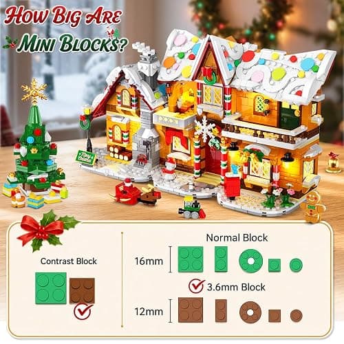 3-in-1 Advent Calendar 2026 Gingerbread House Mini Building Set with Lights | 24 Days Christmas Countdown Mini Village Building Block Kit with Xmas Tree, Holiday Gift for Adults Kids Girls Boys Ages 10+ thumbnail 6