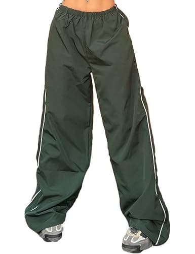 Shebote Womens Parachute Pants Wide Leg Baggy Pants Y2K Elastic Waist Jogger Sweatpants Track Pants Streetwear thumbnail 2