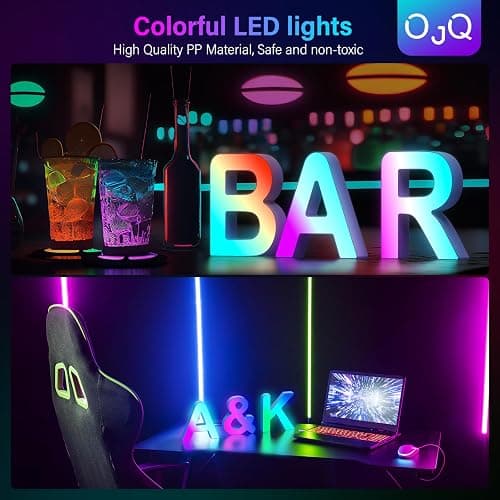 OJQ Light Up Letters LED Letter - Marquee Letters Room Decor Alphabet Letter Music Sync Color Change Colorful - Christmas Birthday Gifts for Girl - Teen Girls Gifts Party Home Wall Decor thumbnail 3