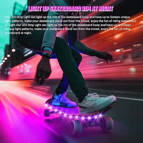Eliteemo LED Skateboard Light, Longboard & Shortboard, 16 Colors | Remote Control, Waterproof & Shockproof Design, Super Bright Night Display, Kids Gift thumbnail 2
