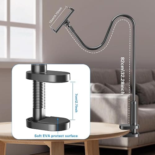 Kefotic Gooseneck Tablet Holder for Kindle Reading in Bed, Hands Free Desk Bedside Lazy Arm Stand for Kindle Accessories, Compatible with iPhone iPad mini thumbnail 6