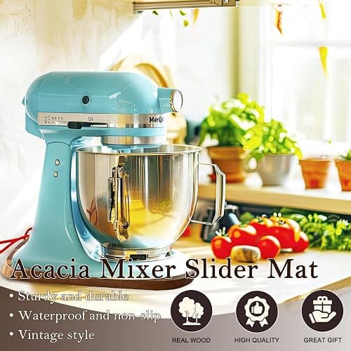 Acacia Wood Mixer Slider Mat for Kitchen Aid 4.5-5 Qt Tilt-Head Stand Mixer Kitchen Appliance Slider Tray Countertop Storage Attachments thumbnail 5