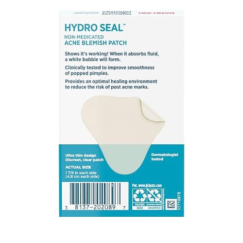 Band-Aid Brand Hydro Seal Acne Patches for Face, Non-Medicated Acne Blemish Patch Absorbs Fluids & Provides a Protective Healing Environment for Pimples, 7 Patches thumbnail 8