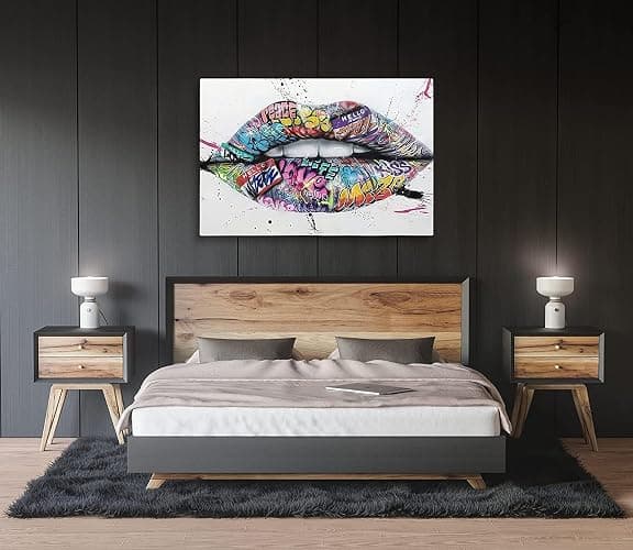 MGSBCXN Lips Graffiti Canvas Wall Art Poster Prints Colorful Picture Artwork Sexy Lips Wall Decor for Bedroom Living Room Office Decoration - 12x18 Inch thumbnail 5