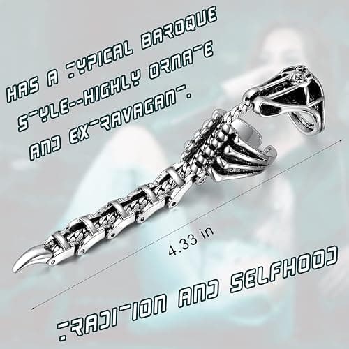 Q&D&S Silver Scorpion Ring Gothic Knuckle Finger Ring Punk Hinged Activity Rings Halloween for women and men thumbnail 2