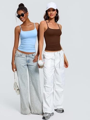 Avidlove Womens Padded Cami Tank Tops Double Lined Spaghetti Strap Built in Bra Shirts Slim Fitted Basic Camisole Top thumbnail 6