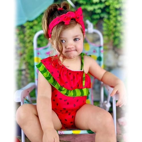 Toddler Baby Girls Ruffles Bikini One Piece Swimsuits Floral Off Shoulder Swimwear Beach Bathing Suit thumbnail 2