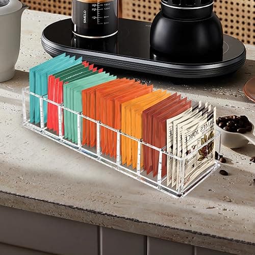 Tasybox Tea Bag Organizer, Clear Acrylic Tea Bag Holder, Tea Packet Storage for Drawer, Pantry, Kitchen, Cabinet, Countertop, 1 Pack thumbnail 7