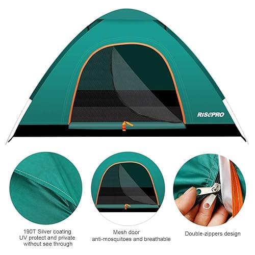 RISEPRO instant automatic pop up tent, 2 Person Lightweight Tent, Waterproof Windproof, UV Protection, Perfect for Beach, Outdoor, traveling, hiking, camping, hunting, fishing - Green thumbnail 4
