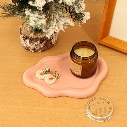 CCINPPY Ceramic Jewelry Tray Trinket Dish, Decorative Cloud Vanity Key Tray for Women, Ring Holder Dish, Cute Jewelry Plate Bowl Room Decor Aesthetic, Pink, Medium thumbnail 6