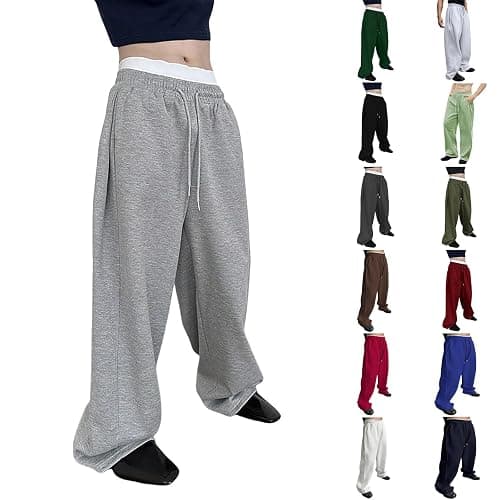 Teen Boys Baggy Sweatpants Drawstring Elastic Waist Y2K Loose Wide Leg Sweat Pants Yoga Gym Track Pants with Pockets - Image 1