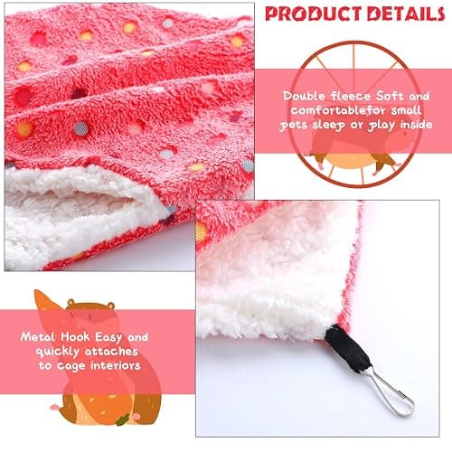 BOAO 2 Pcs Guinea Pig Rat Hammock Guinea Pig Hamster Ferret Hanging Hammock Accessories for Small Animals Chinchilla Parrot Sugar Glider Ferret Squirrel (Hot Pink,Blue,Dot Pattern) thumbnail 5
