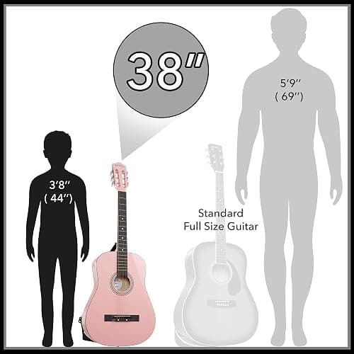 Ashthorpe 38-inch Beginner Acoustic Guitar Package (Pink), Basic Starter Kit w/Gig Bag, Strings, Strap, Tuner, Picks thumbnail 3
