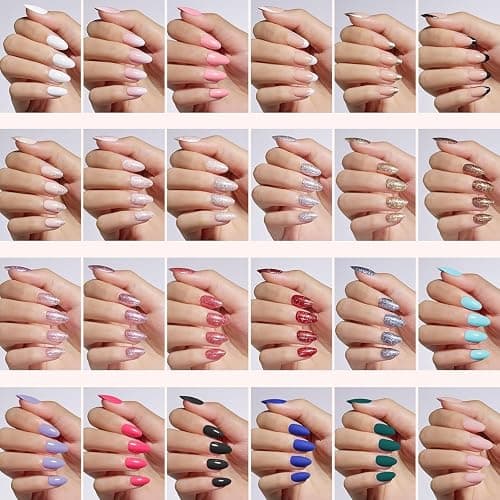 Beetles Press on Nails Kit 720Pcs 24 Colors, Short Almond Press on Nails Glossy Matte Glitter With Nail Glue & Nail Tabs Stickers, Natural Fit Lightweight Fake Nails Kit Art For Women Girls thumbnail 2