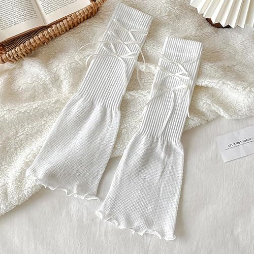 SherryDC Womens Y2k Knit Leg Warmers Harajuku Japanese Long Boot Socks Kawaii Lolita Winter Leg Cover thumbnail 7