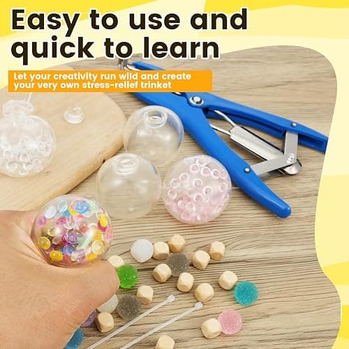 DIY Stress Ball Making Kit,15 Sets Complete Squishy Maker Kit with Expandable Tool & Crunchy Fillers,Custom ASMR Sensory Squeeze Ball Skin Kit for Adults, Kids Anxiety Relief, Office Desk Toy (#A) thumbnail 8