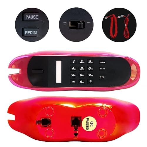 Upgraded Corded Landline Phones for Home, TelPal Funny Novelty Lip Phone Gift, Wired Mouth Telephone Real Landline Home Office Telephones Furniture Decor (Red) thumbnail 3