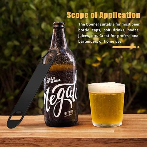 KTOJOY 4 PACK Stainless Steel Flat Bottle Opener, Beer Bottle Opener, 7inch, with Exquisite Packaging, for Kitchen, Bar or Restaurant, Black, thumbnail 4