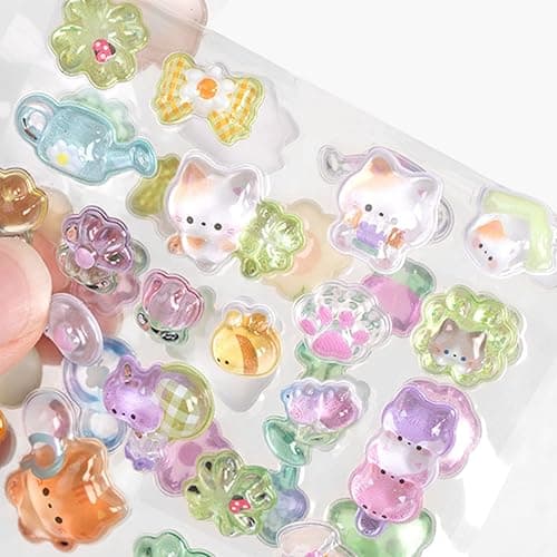 3D Kawaii Sticker Set, Süße Puffy Katzen Aufkleber Mini Wiederverwendbar, Cute Aesthetic Sticker für Scrapbooks & Belohnung Kinder (Mädchen) thumbnail 5