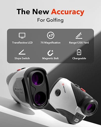 REDTIGER Golf Rangefinder with Slope Switch, 1200 Yards Laser Range Finder Golfing, 7X Magnification, Flag Pole Locking Vibration, Rechargeable Range Finders with Magnet Stripe, GolfVue Series 1 thumbnail 2