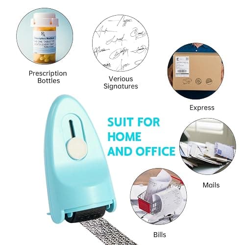 Siesoe Identity Theft Protection Roller Stamp - Guard Your ID & Confidential Security Privacy Info with Black Ink Roller, Sliding Cover, Built-in Box Cutter, Address Blocker Defender for Mail (PK&BU) thumbnail 3