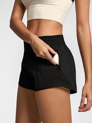 MCEDAR Women's Athletic Shorts for Gym Workout Shorts 2.5" Quick-Dry Lightweight Running Short with High Waisted Zip Pockets thumbnail 5