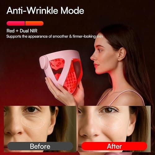 INIA GLOW 4D Wireless Red Light Therapy Mask for Face, Dual NIR, 320 LEDs | 4D Contour-Fit, Under-Eye Cooling, 4 Modes, Cordless & Rechargeable, Home & Travel Use, Skincare Gift for Women Wife Mom thumbnail 4
