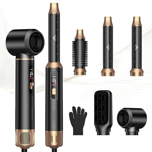 5 in 1 Blow Dryer Brush, Negative Ion Hair Dryer Brush Set Upgrade Hot Air Brush Air Styler Curling Wrap Air Curler, Curling Iron Hair Styling Tools As A Gift for Straight/Curl/Drying/Smoothing - Image 1
