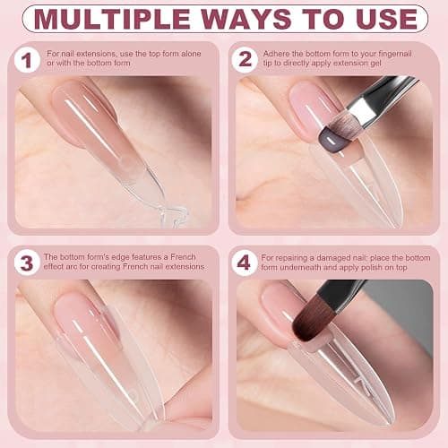 Plman 240 PCS Sandwich Nail Dual Forms, Nail Extension Kit for Beginner & Professional, 14 Sizes Dual Form for Polygel and Builder Gel, Salon and Home DIY Nail Art Tools (Oval) thumbnail 8