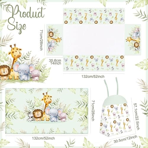 Hahafelt 4 Pieces Baby Crib Bedding Set for Girls and Boys, Soft Baby Bedding Set Including Crib Skirt, Comforter, Sheet and Diaper Stacker for Nursery (Wildlife Theme) thumbnail 3