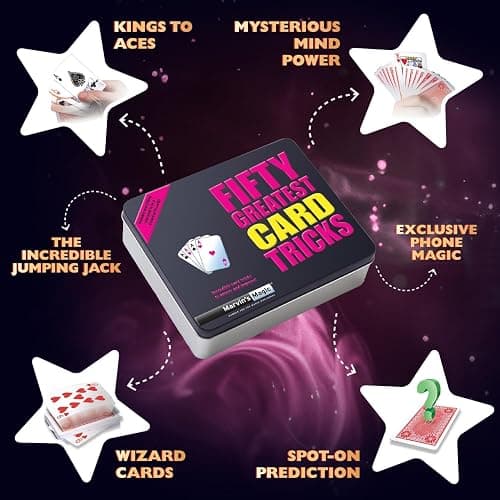 Marvin's Magic - Fifty Greatest Card Tricks Set - Children & Adults Magic Card Deck - Includes Card Illusions, Close up and Mind Reading Tricks - Comes in Gift Set Tin - Suitable for +8 - Cool Stuff thumbnail 3
