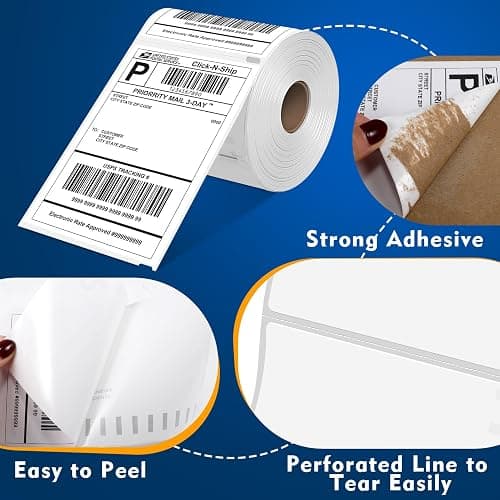 L LIKED 220 PCS 4"x6" Thermal Shipping Labels, Perforated White, Strong Adhesive Direct Thermal Labels(1 Roll), Compatible with DYMO 4XL 1744907,Zebra, Rollo, Jadens, Nelko thumbnail 5