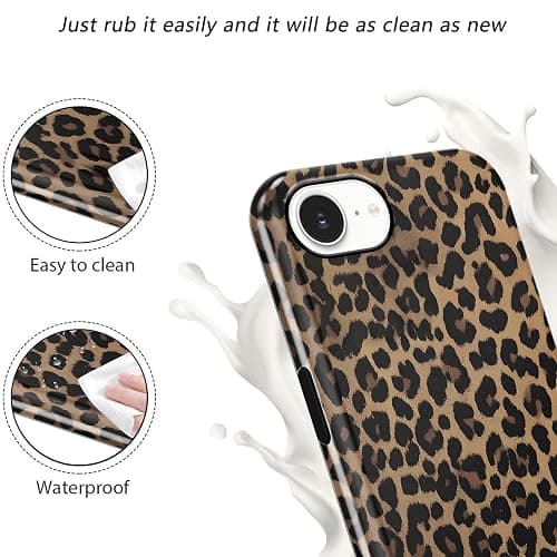 Aoldimu Retro Brown Leopard Print Phone Case for iPhone 16e/iPhone 17e 6.1", Cool Cheetah Print Cover for Girls Boy, Hybrid Heavy Duty 2 in 1 Shockproof Protection Glossy Cover for iPhone 16e/ 17e thumbnail 4