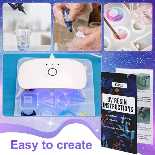 KISREL UV Resin Jewelry Making Kit, 300g Crystal Clear Resin with Light and Molds, DIY Jewelry Making Kit, Resina Starter Kits for Keychain and Earring thumbnail 5