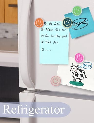 Mymazn 12Pcs Fridge Magnets Cute Refrigerator Magnets, Colorful Magnets for Whiteboard Cabinet Locker, Resin Smile Face Decorative Magnets for Classroom Kitchen Office thumbnail 4