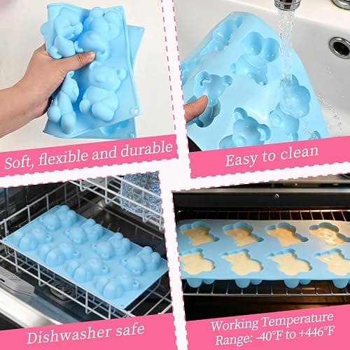 Bear Silicone Mold, 2 Pcs Bear Chocolate Mold 16 Cavity Teddy Bear Silicone Molds for Chocolate, Candy, Ice Cubes, Jello, Jelly, Cake Decorations, Soaps thumbnail 7