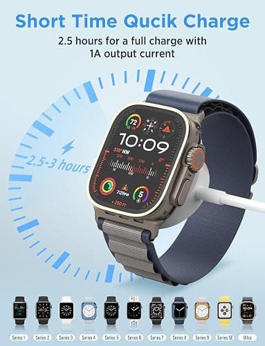 2026 Upgraded iWatch Charger Compatible with Apple Watch Charger USB Magnetic Charging Cable Portable Fast Accessories for iWatch Ultra/SE/Series 9/8/7/6/5/4/3/2/1(1m) thumbnail 4