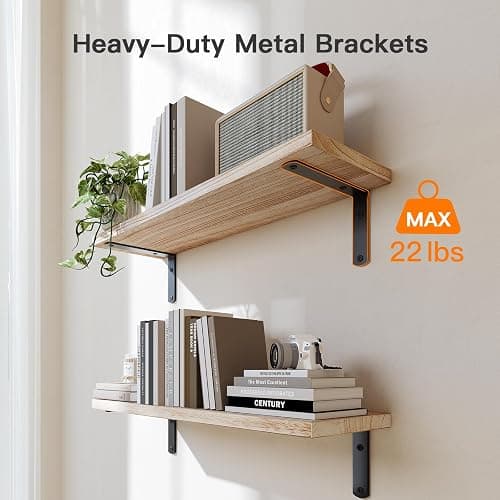 Amada Bathroom Shelves Over Toilet with Storage Basket, Floating Shelves Wall Shelves for Home Organization & Wall Decor, Bathroom/Kitchen/Living Room Shelves–Natural Wood - Natural Wood thumbnail 5