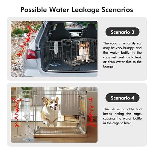 Vannon Dog Water Dispenser for Cage, 34oz Auto Feeding Crate Water Bottle for Dogs, Cats & Rabbits, Pet Nozzle Diameter: 12mm, BPA Free, Grey thumbnail 4