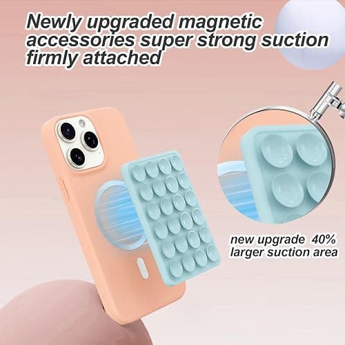 Magnetic Suction Phone Mount for MagSafe Case,Silicone Sticky Phone Grip Holder for iPhone,Removable Hands-Free Selfie/Video for TikTok & Instagram Influencer/Creator (Blue) thumbnail 2
