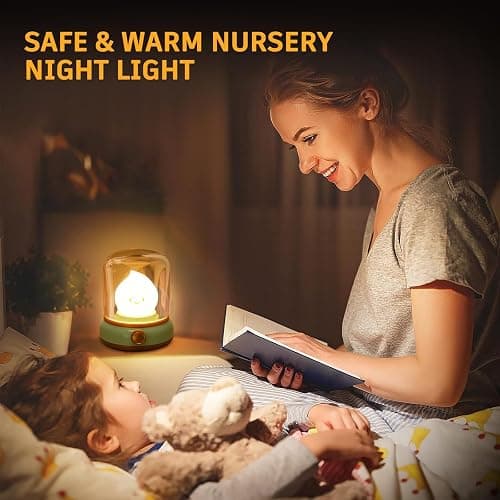 Ghost Campfire Night Light, Small Cute Desk Lamp, Dimmable Cordless Bedside Table Lamp, 2 Modes Rechargebale Battery Oprated Warm Night Light for Bedroom/Kids/Baby Nursery, Vintage Ambient Lighting thumbnail 5