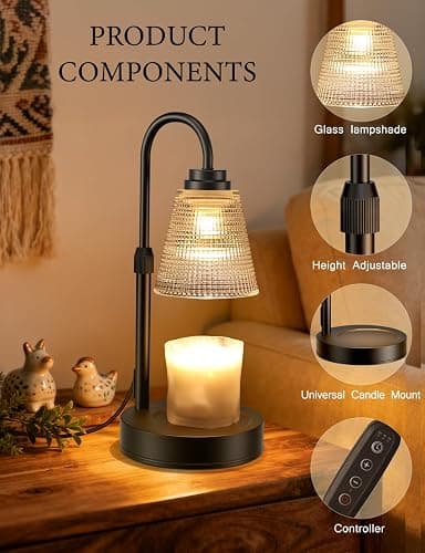 Candle Warmer Lamp with Timer Dimmable, Adjustable Height Wax Melts Warmer for Jar Candles, Housewarming, Birthday, for Women and Mom, Home Decor thumbnail 3
