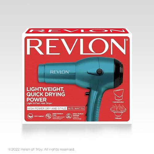 Revlon RV544FBLF Advanced Ionic Technology™ Hair Dryer with Diffuser, Powerful, Hair Dryer with Concentrator, Quick Dry, Lightweight, 2 Heat/ Speed Settings, Less Frizz, Shiny and Smooth Hair, Blue thumbnail 6